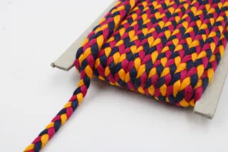Rani Pink, Navy Blue and Golden Yellow Choti Dori Braided Trim sample, design MT-FE035152, view 4