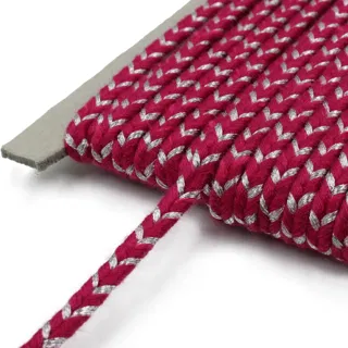 Rani Pink and Silver Metallic Choti Dori Braided Trim sample, design MT-68FADF37, view 8
