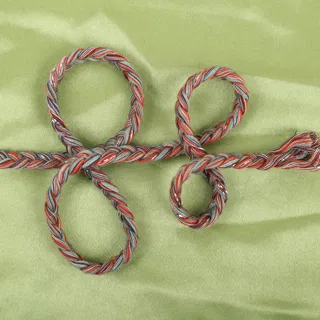 Orange-Red, Aqua and White Marled Choti Braid sample, design MT-28CDA172, view 4