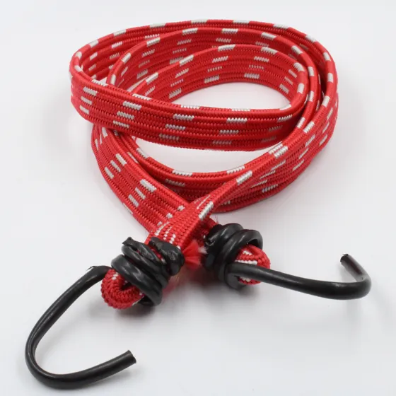 Red and White Flat Bungee Cord with Hooks