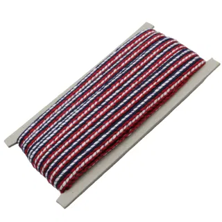 Red, White and Navy Blue Striped Flat Braided Trim sample, design MT-D416112F, view 6