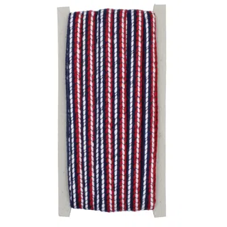 Red, White and Navy Blue Striped Flat Braided Trim sample, design MT-D416112F, view 7