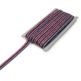 Red, White and Navy Blue Striped Flat Braided Trim sample, design MT-D416112F, view 8