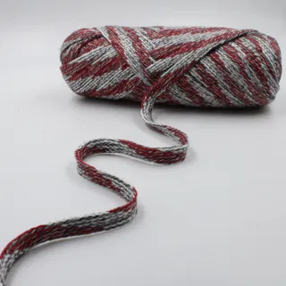 Grey Marl and Red Flat Drawstring Cord sample, design MT-01FE1285, view 3