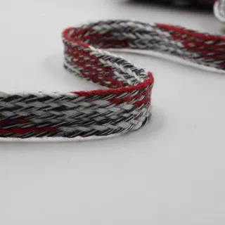 Grey Marl and Red Flat Drawstring Cord sample, design MT-01FE1285, view 4