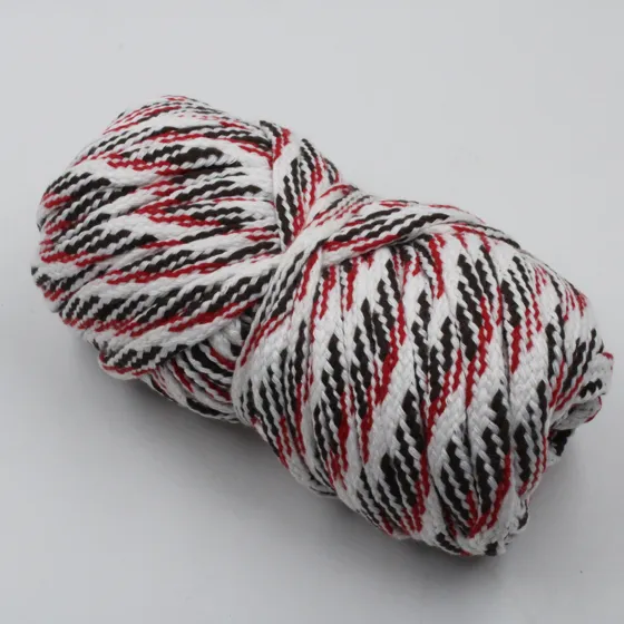 White, Red and Black Flat Drawstring Cord