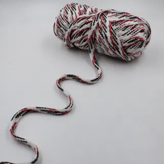 White, Red and Black Flat Drawstring Cord sample, design MT-60CFA7D5, view 2