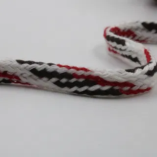 White, Red and Black Flat Drawstring Cord sample, design MT-60CFA7D5, view 3