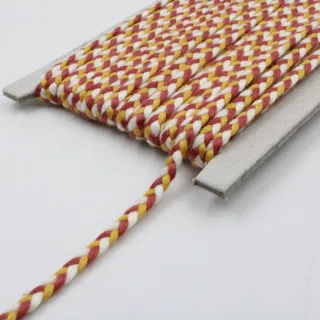 Rust Red, Mustard Yellow and White Choti Braid sample, design MT-F7D32080, view 12