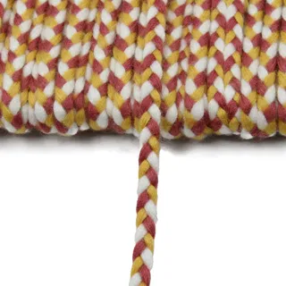 Rust Red, Mustard Yellow and White Choti Braid sample, design MT-F7D32080, view 17