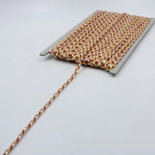 Rust Red, Mustard Yellow and White Choti Braid sample, design MT-F7D32080, view 3