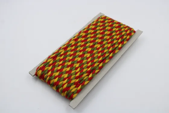 Red, Golden Yellow and Army Green Choti Braid