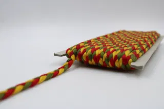 Red, Golden Yellow and Army Green Choti Braid sample, design MT-B6585DBA, view 3