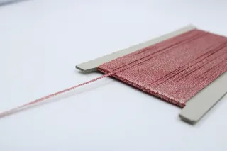 Rose Pink Metallic Narrow Flat Trim sample, design MT-E414BD1A, view 4