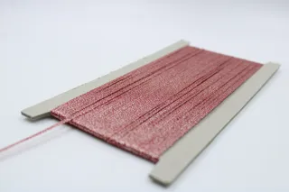 Rose Pink Metallic Narrow Flat Trim sample, design MT-E414BD1A, view 5