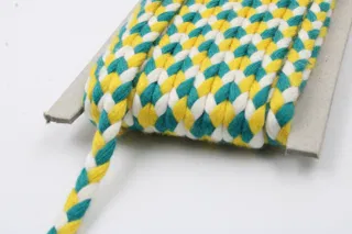 Sea Blue, White and Lemon Yellow Choti Braid sample, design MT-187A8167, view 3
