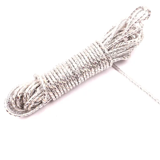 Silver and White Metallic Braided Cord
