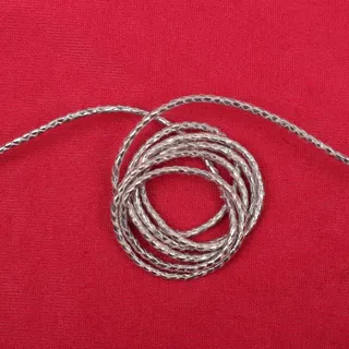 Silver and White Metallic Braided Cord sample, design MT-6F362052, view 4