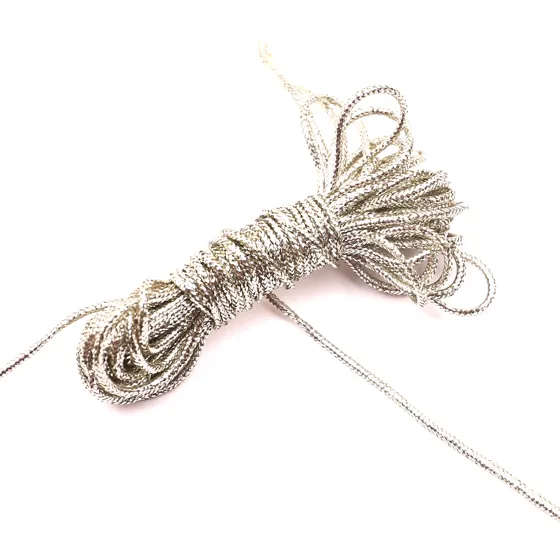 All-Silver Metallic Braided Cord, Fine