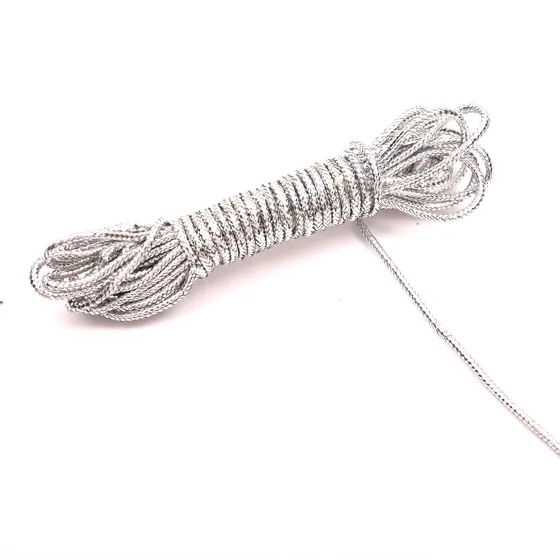 Cool Silver Metallic Braided Cord, Fine