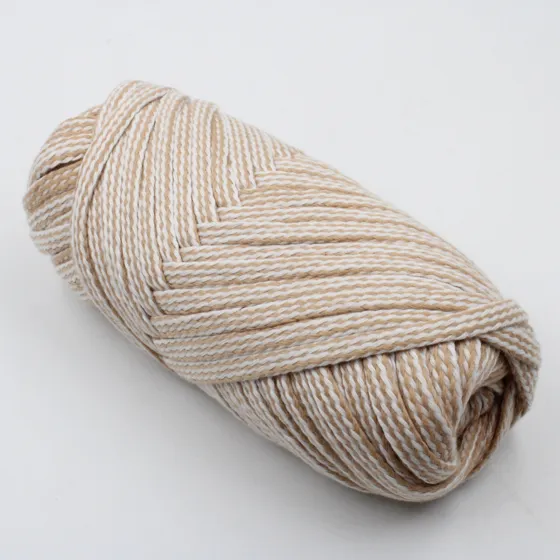 Beige and White Flat Drawstring Cord