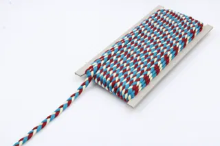 Sky Blue, Dark Red and Cream White Choti Braid sample, design MT-E81DC521, view 3