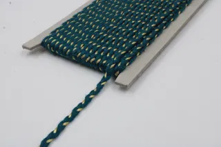 Dark Teal Green and Gold Metallic Choti Braid sample, design MT-F516D35A, view 4