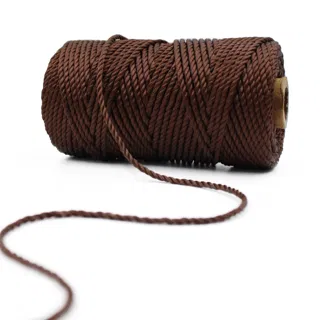 Chocolate Brown 3-Ply Twisted Macrame Cord sample, design MT-BEAF0A85, view 6