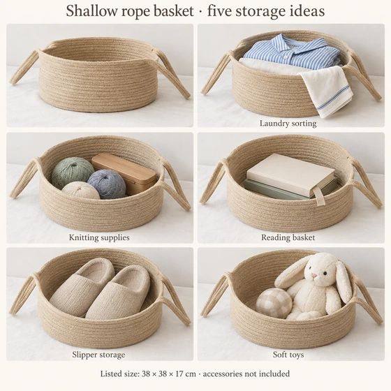 Collapsible Rope Laundry Hamper — Laundry sorting, Knitting supplies, Reading basket, Slipper storage, Soft toys