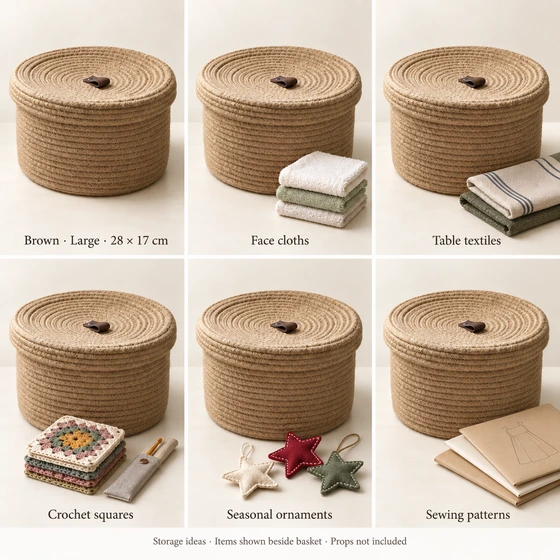 Brown · Large · 28 × 17 cm — Face cloths, Table textiles, Crochet squares, Seasonal ornaments, Sewing patterns