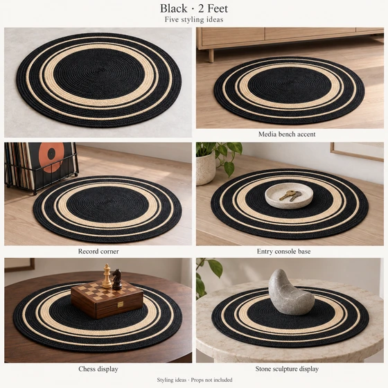 Black · 2 Feet — Media bench accent, Record corner, Entry console base, Chess display, Stone sculpture display