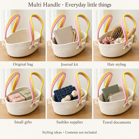 Off White · Multi Handle — Journal kit, Hair styling, Small gifts, Sashiko supplies, Travel documents
