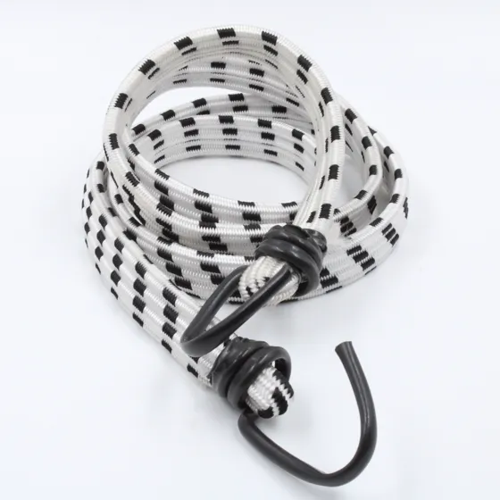 White and Black Flat Bungee Cord with Hooks
