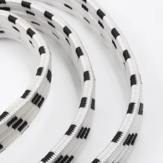 White and Black Flat Bungee Cord with Hooks sample, design MT-78BC57F4, view 2