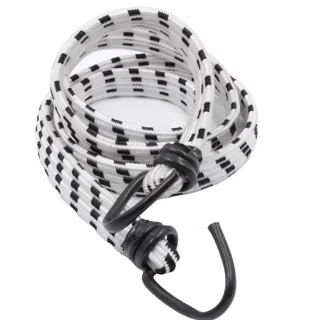 White and Black Flat Bungee Cord with Hooks sample, design MT-78BC57F4, view 5