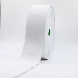 White Woven Elastic Tape on a Green Core sample, design MT-4EBDDB58, view 2