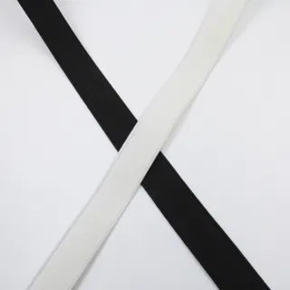 Black and White Woven Elastic Tape, Rolls with Crossed Tails sample, design MT-1A72A04A, view 2