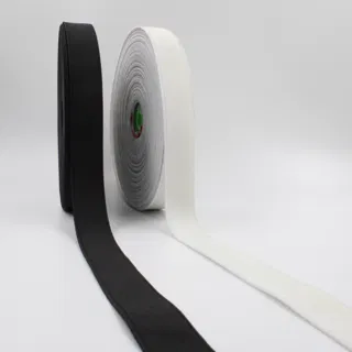 Black and White Woven Elastic Tape, Rolls with Crossed Tails sample, design MT-1A72A04A, view 3