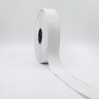 Black and White Woven Elastic Tape, Rolls with Crossed Tails sample, design MT-1A72A04A, view 7