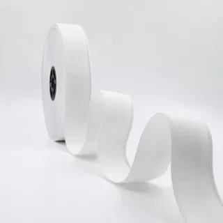 Black and White Woven Elastic Tape, Rolls with Crossed Tails sample, design MT-1A72A04A, view 8