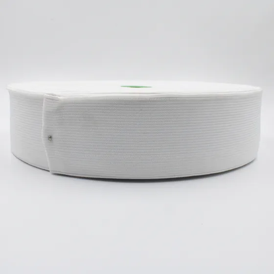 White Woven Elastic Band in Several Widths sample, design MT-C4E3508C, view 18