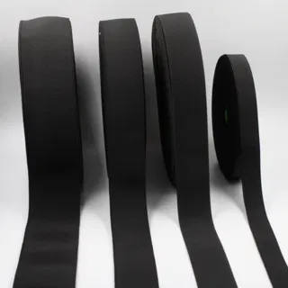 Black and White Woven Elastic Tape in Graduated Widths sample, design MT-5F9E39A6, view 2