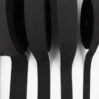 Black and White Woven Elastic Tape in Graduated Widths sample, design MT-5F9E39A6, view 3