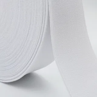 White Woven Elastic Band in Several Widths sample, design MT-C4E3508C, view 5