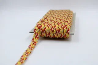 Yellow, Red and Beige Braided Drawstring Cord with Gold Sheen sample, design MT-AE794D21, view 3