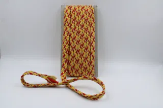 Yellow, Red and Beige Braided Drawstring Cord with Gold Sheen sample, design MT-AE794D21, view 5