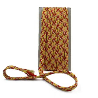 Yellow, Red and Beige Braided Drawstring Cord with Gold Sheen sample, design MT-AE794D21, view 8