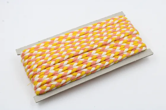 Golden Yellow, Powder Pink and White Choti Braid