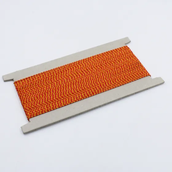Yellow and Red Braided Cord, Fine Stripe