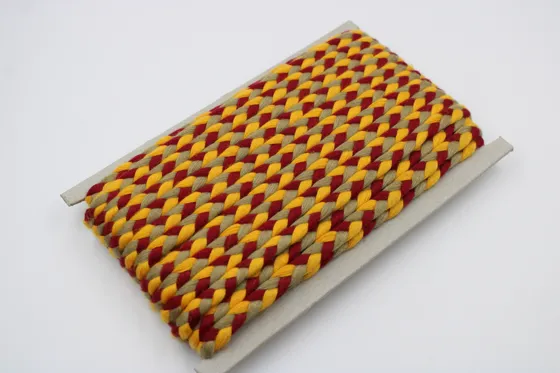 Golden Yellow, Deep Red and Khaki Beige Choti Braid